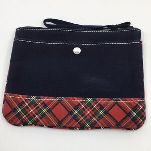 Lands End Plaid Canvas Wristlet Clutch